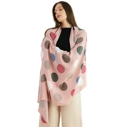 Ladies Autumn/winter Shawl, Cotton Spinning Wool Warmth Polka Dot Striped Scarf Dual-use