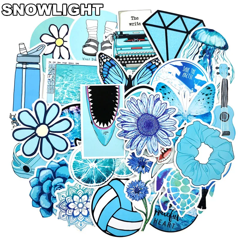 10/30/50 Pcs/pack Blue Cartoon Animal Lemon Stickers For Suitcase Skateboard Laptop Luggage Fridge Phone Car Diy Decal Sticker