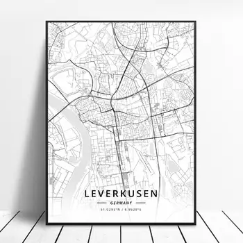 

Leverkusen Bottrop Krefeld Ingolstadt Germany Canvas Art Map Poster