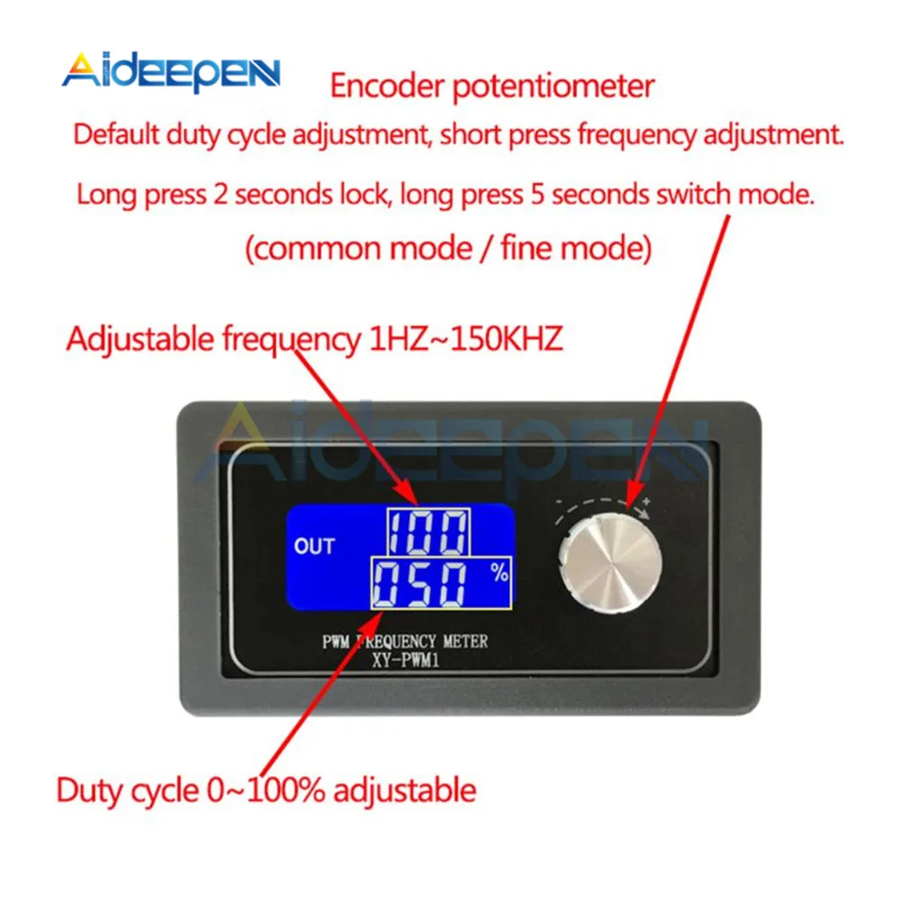

XY-PWM1 Signal Generator Module Adjustable PWM Pulse Frequency Duty Cycle Square Wave W315 1HZ-15KHZ