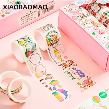 

10 rolls of tape + 10 stickers/box Color Cartoon Girl Animal Series Washi Masking Tape set Paper Stickers Scrapbooking Stationer