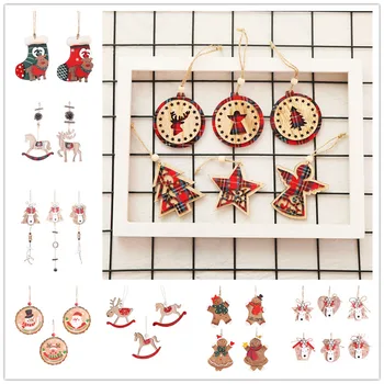 

Creative Wooden Stocks Christmas Tree Decorations Elk Snowman Christmas Decorations for Home Xmas Gifts Happy New Year Decor