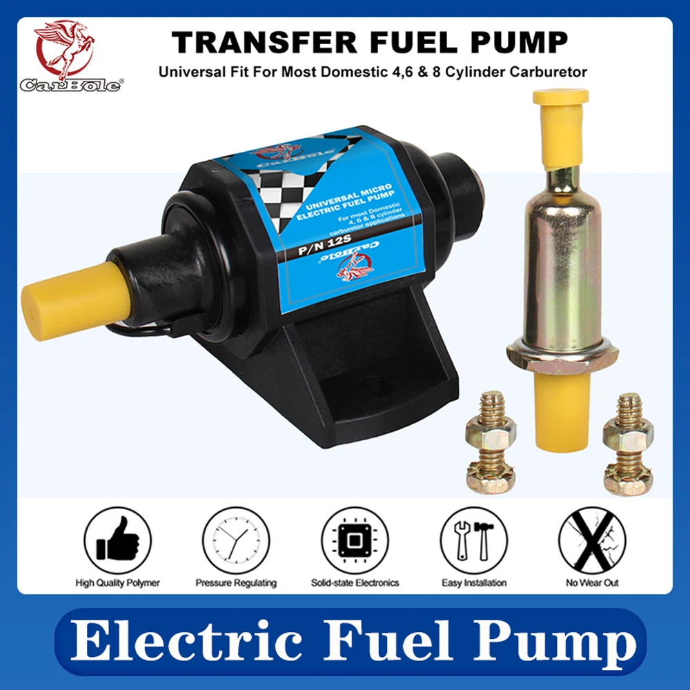 CARBOLE Universal Electric Inline Fuel Pump Carburetor 4 7 PSI 32 GPH