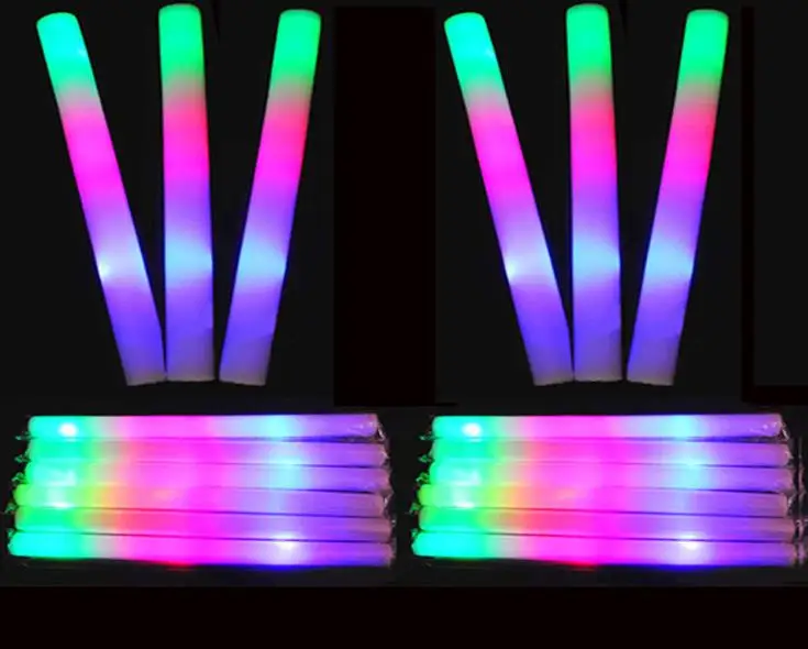 Light up Foam Sticks Glowing Wand Baton Colorful Flashing LED Stobe Stick for Party Concert Event Birthday Give Aways 20pcs | Дом и сад