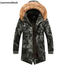 Толстая теплая парка Мужская ветровка флиса с меховым капюшоном мужская зимняя куртка мужская куртка Военная карго длинная Мужская s Верхняя одежда 6543