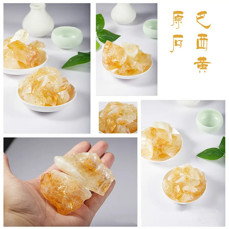 High Quality Natural Brazilian Citrine Unprocessed Citrine Rough Stone Mineral Specimen Collection Home Decoration and DIY Gifts