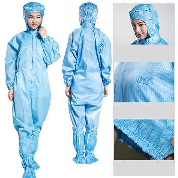 

1PC Protective Overalls Anti-static Coveralls Clean Clothes Hood Cleanroom Garments Food Dust-proof Paint Work Clothing Unisex