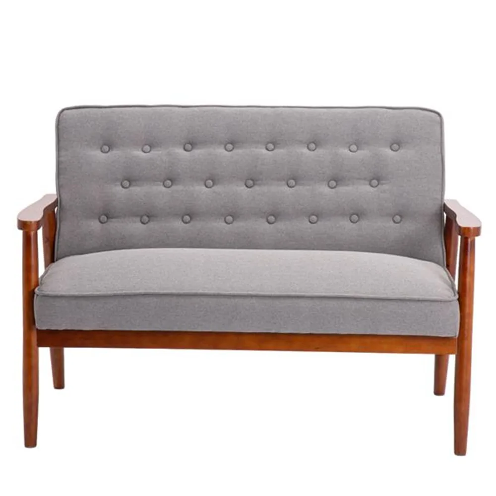 

126 x 70 x 84cm Two-person Retro Fabric Lounge Chair Light Gray