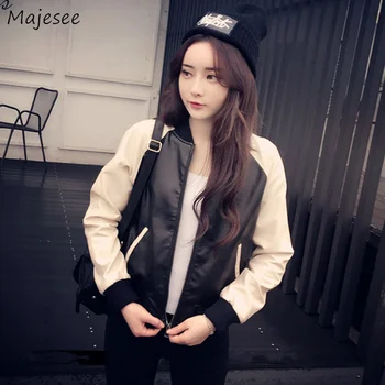 

Leather Jacket Women Korean Fashion Coat Womens Jackets and Coats Harajuku Clothes Casual Slim Patchwork Streetwear Vintage Soft