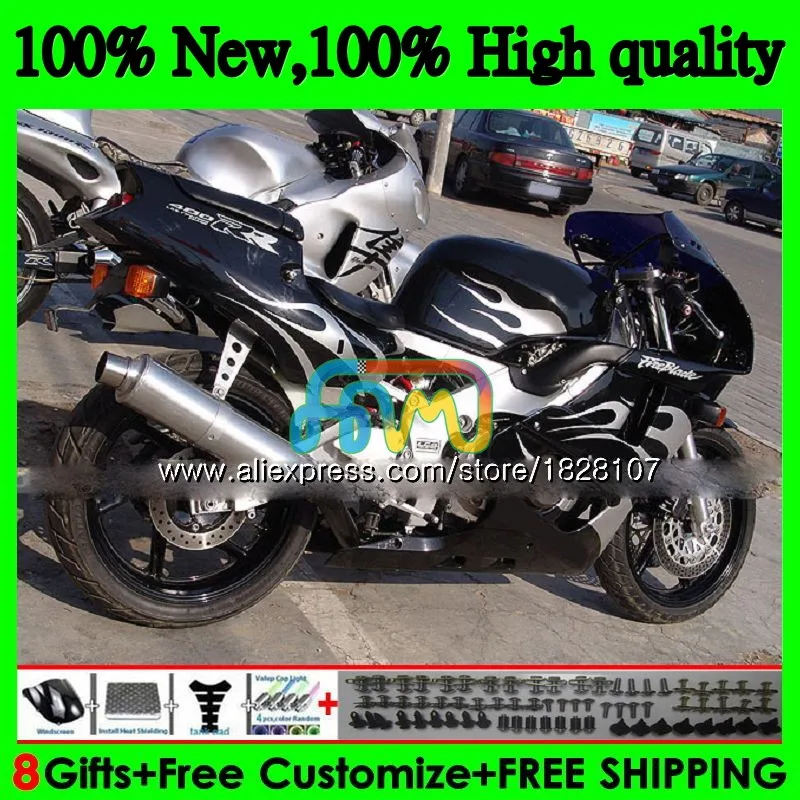 NC29 комплект для HONDA CBR400 CBR 400 RR 400RR 94 95 96 97 98 99 91BS. 52 CBR400RR 1994 1995 1996 1997 1998 серебро пламени 1999 обтекатель