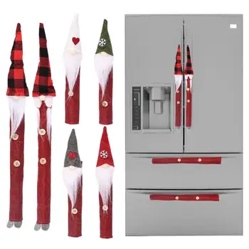 

8pcs Christmas Refrigerator Handle Cover Decorations For Home Cloth Santa Kitchen Microwave Oven Fridge Cover Protector 2021