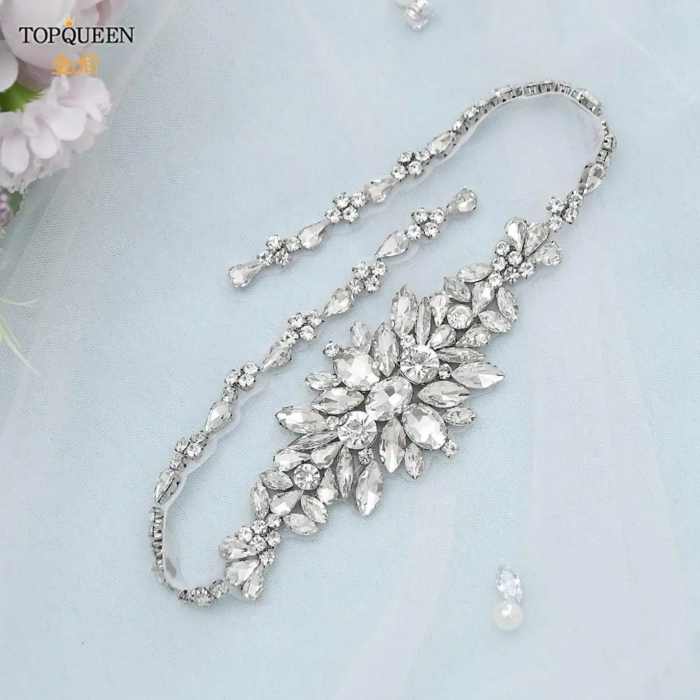 TOPQUEEN 1CM Crystal Rhinestone Bridal Belt Wedding Sash Dress Accessory image 5