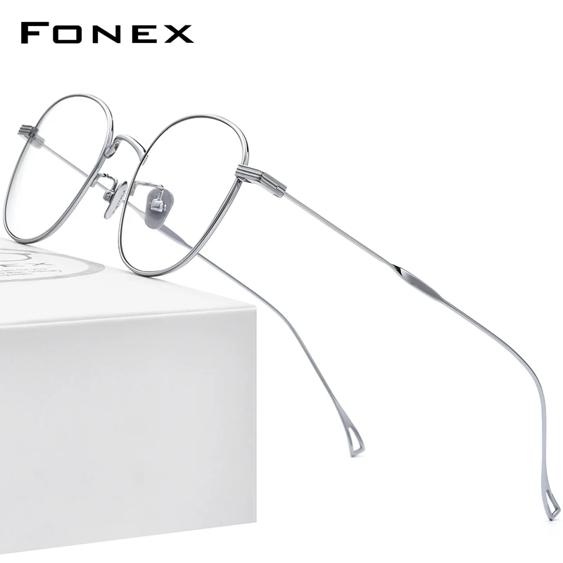 

FONEX Titanium Glasses Frame Women Retro Vintage Round Eyewear 2020 Prescription Optical Myopia Korean Eyeglasses Frame Men 8554