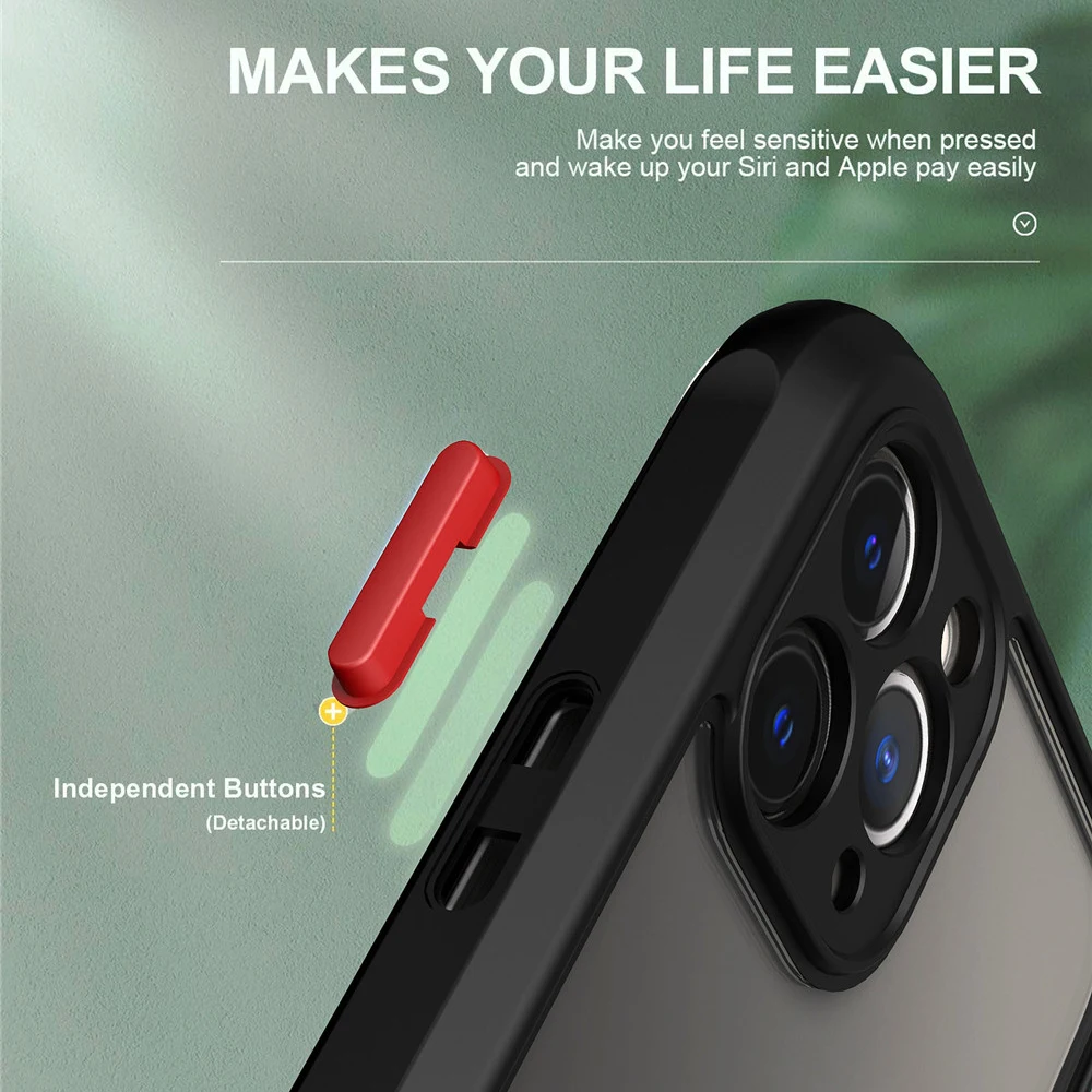 Противоударный чехол для телефона iPhone 12 11 Pro X XR XS Max 7 8 Plus SE2020 прозрачный жесткий