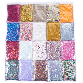 

ULOVKAYA 50g Holographic UV Gel Nail Tips Pigment Nail Glitter Powder Gold Silver Sparkly Laser Mix Corlor Nail Art Decoration