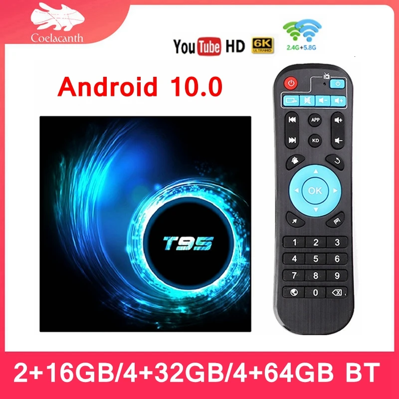 2020 Новый ТВ бокс T95 Smart TV Box Android 10 0 двухдиапазонный Wifi и BT Allwinner H616 Netflix Youtube HD 6K Google