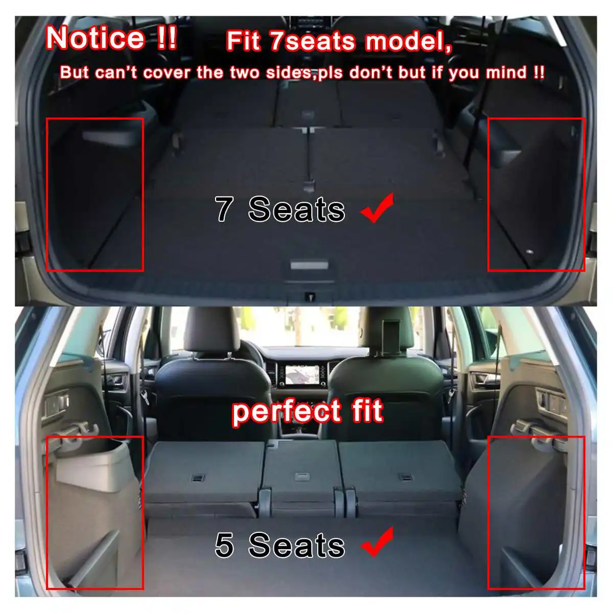 

Hot Sale Cargo Liner Boot Tray Rear Trunk Cover Matt Mat Floor Carpet Kick Pad For SKODA Kodiaq 5/7 Seat Seater 2017 2018 2019