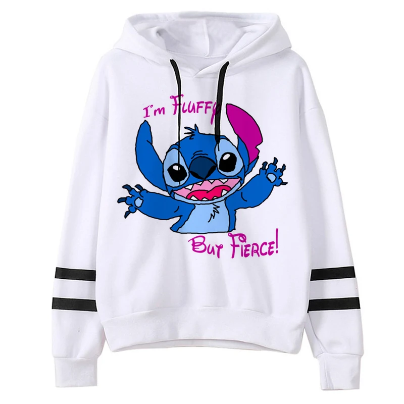 Kawaii Stitch Ohana Hoodies Women Disney Cartoon  Lilo Stitch Graphic Streetwear Anime Unisex Korean Style Sweatshirts Female