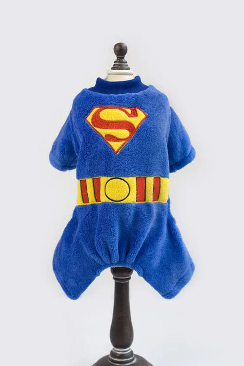 Superman «Бэтмен» зимняя одежда для питомца одежда для щенков комбинезон для щенка мягкие фланелевые пижамы одежда для домашних животных - Цвет: Superman