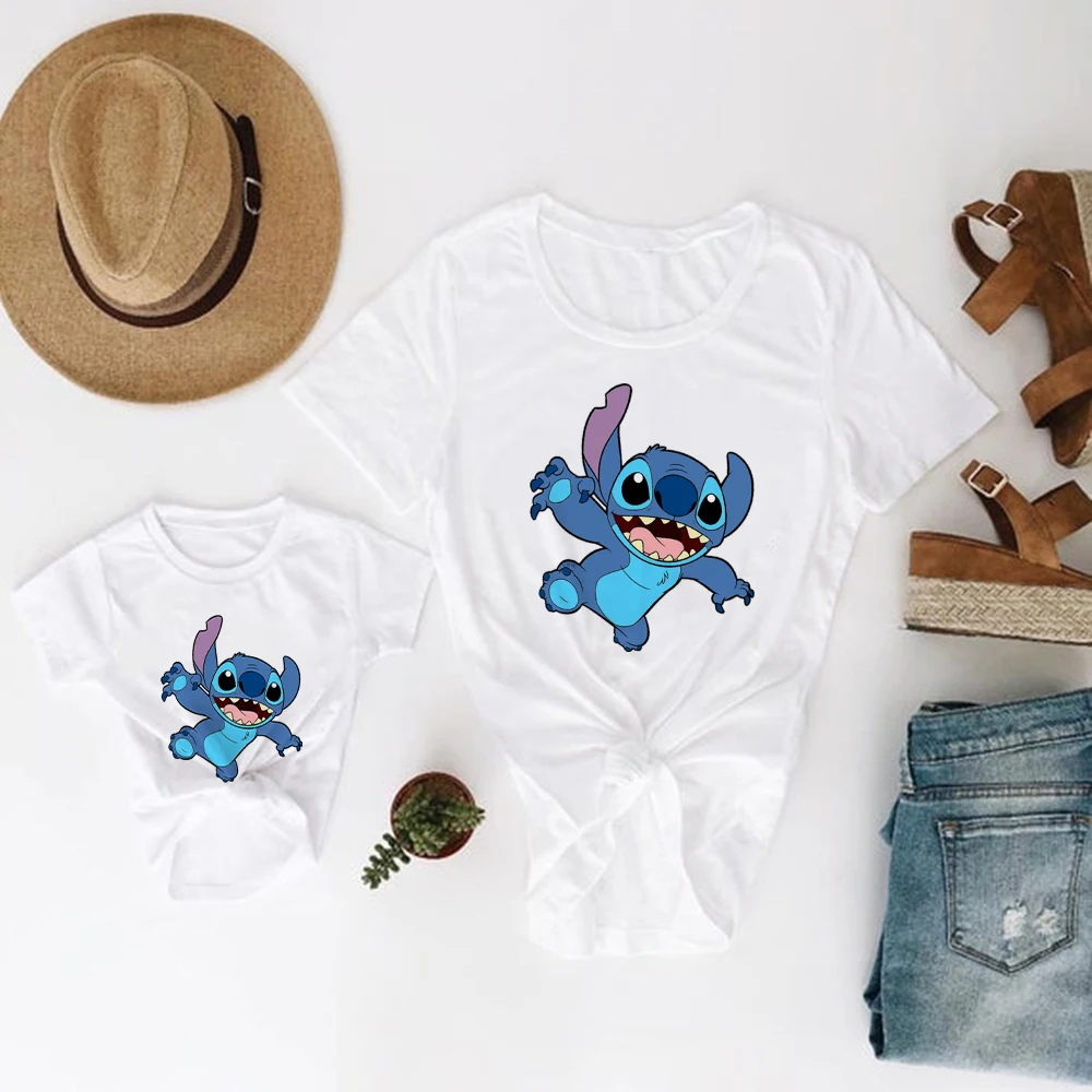 matching christmas outfits Couples Matching Clothing Set Cartoon Lilo & Stitch Print White Twin Sister Brother Tee Shirt Cute Boy Girl Tshirt Kids Top matching family fall outfits