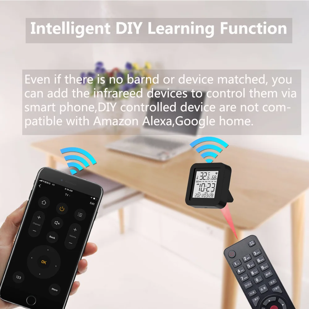 Sensor de Data e Temperatura para Ar-condicionado Funciona com Alexa Tuya Wi-fi Smart Google Home ir - Image 6