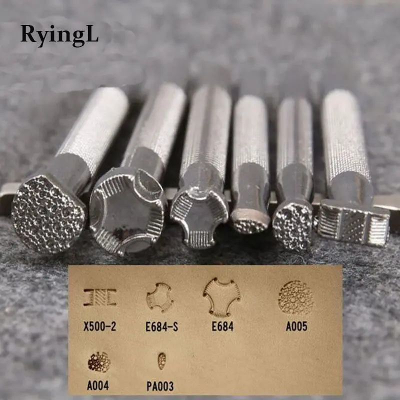 

6 piece Leather Printing Tool Alloy Saddle Makin Carving Handmade Leatherwear Craft Working Leather Printed Punch Stamps