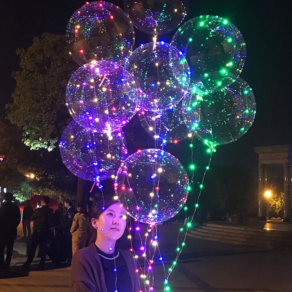 

18 Inch LED Balloon Luminous Transparent Round Bubble Party Wedding Decoration Led Light Up Balloon For Party Supplies