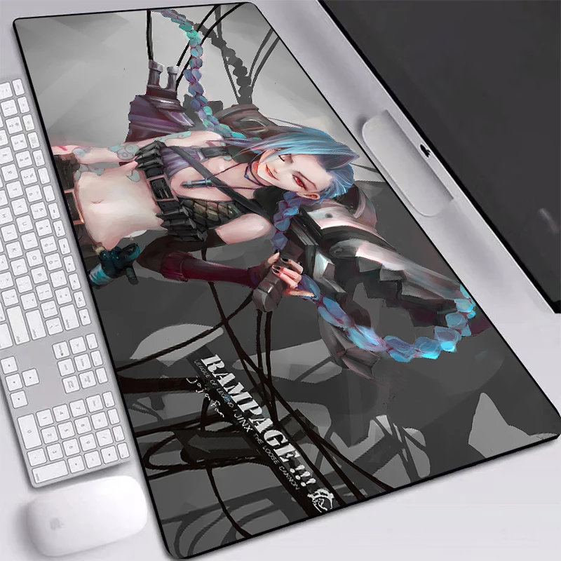 

League of Legends Jinx Mat Mice Gaming Mouse-Pad Waterproof with Sewn Edges Desktop Pad 90x40cm Big Desk Pads Gamer Accessories