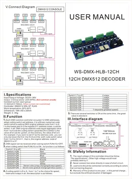 

DC5V-36V 12 Channel 350MA*12CH Constant Current Decoder Dimmer Controller with RJ45 DMX512 XRL 3P for RGB LED Strip Lights