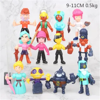 

12set 10cm Wild Brawl Stars PVC Removable Anime El Primo Character Colt Doll Set Model Children's Boutique Birthday Gift