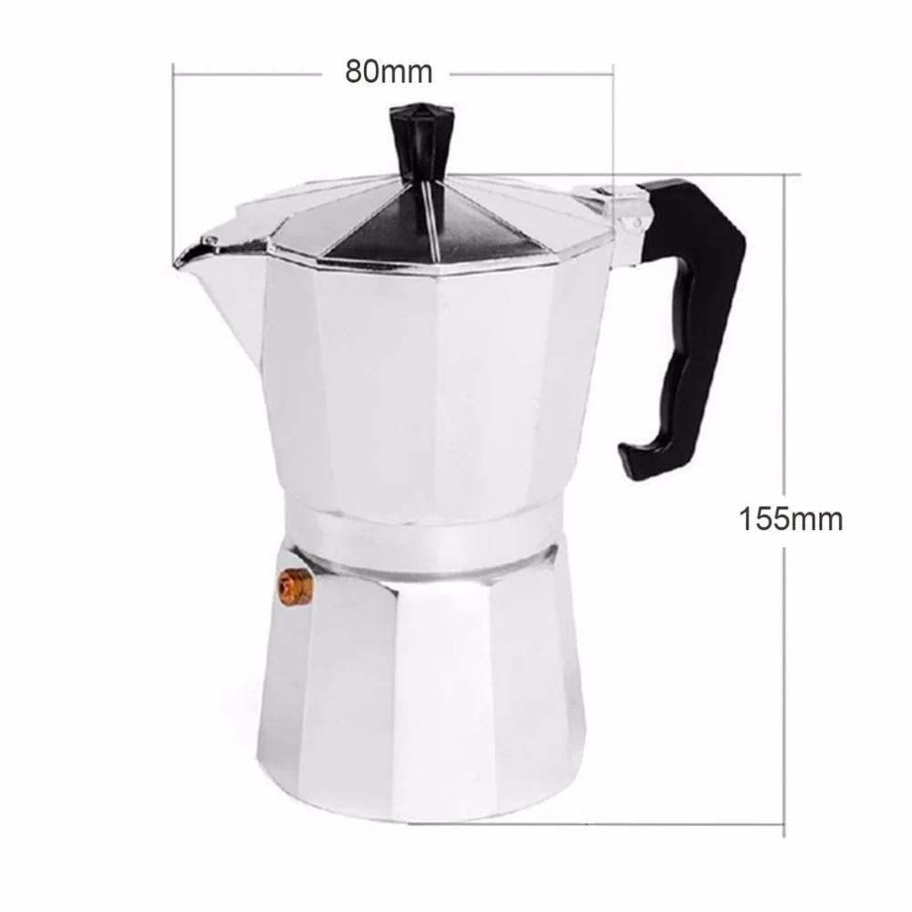 Алюминиевый 8-Angle Moka чайник 3 чашки/6 чашек эспрессо Плита Топ Кофеварка Moka эспрессо чашка Континентальный Moka Percolator горшок