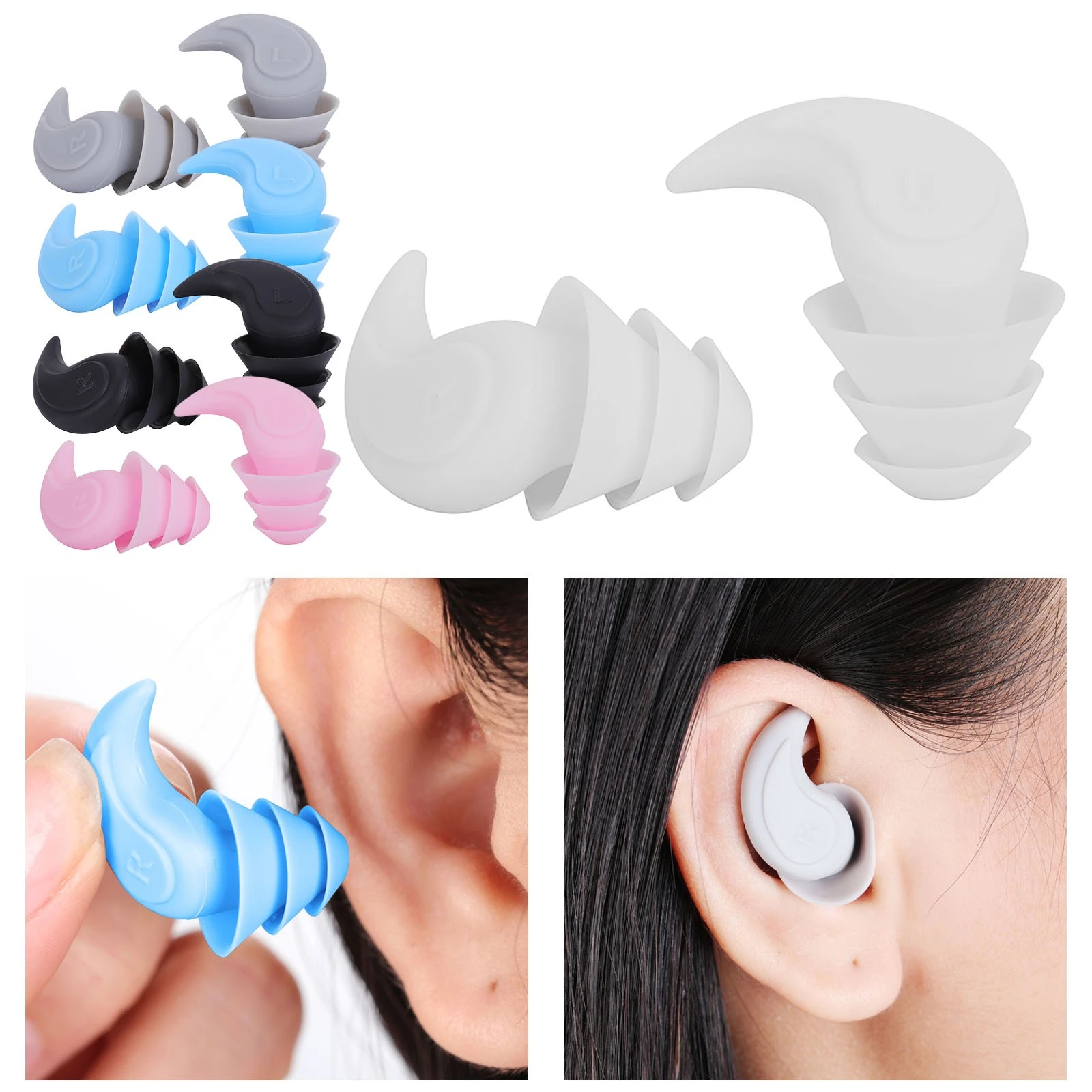 3 warstwowe silikonowe zatyczki do uszu redukujące hałas, wodoodporne  zatyczki do uszu redukujące hałas podczas snu|Przechowywanie rękodzieła| -  AliExpress