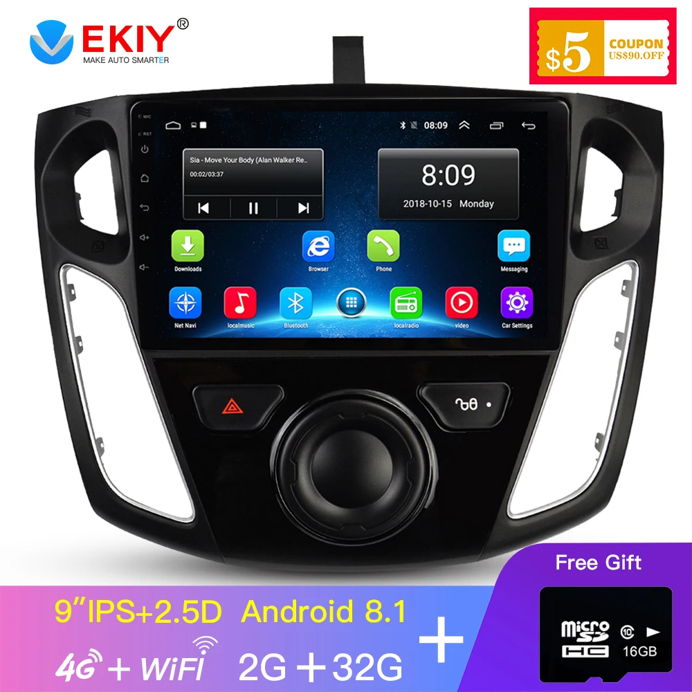  EKIY 9'' IPS Car Multimedia Video Player GPS Navigation Android Car Radio For Focus 3 2012-2015 Hea