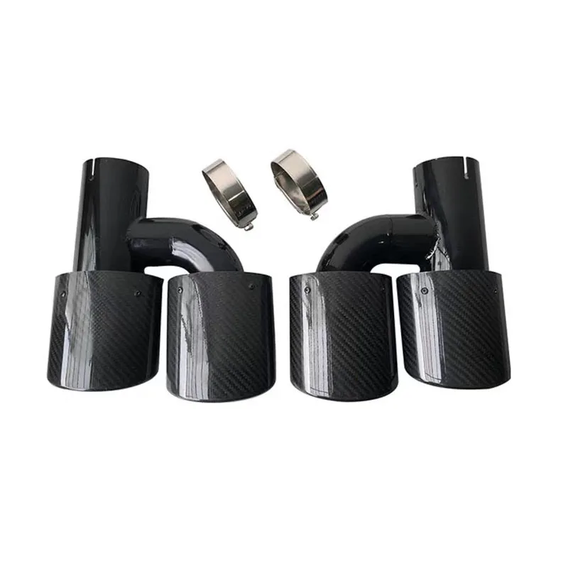 1pcs Pair H Style For Universal Oval Shape Glossy Carbon Exhaust Tail Tips Auto Muffler Glossy Black Exhaust Pipes   SZ2006