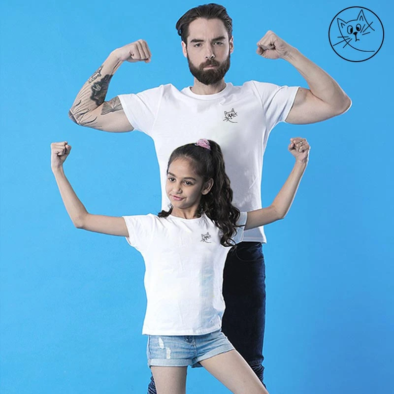 T Shirt Famille Chat Mignon Drole Vetements Assortis Pour Mere Fille Pere Fils Tenues Maman Et Moi Look Bebe Fille Et Garcon Aliexpress Mere Et Enfant