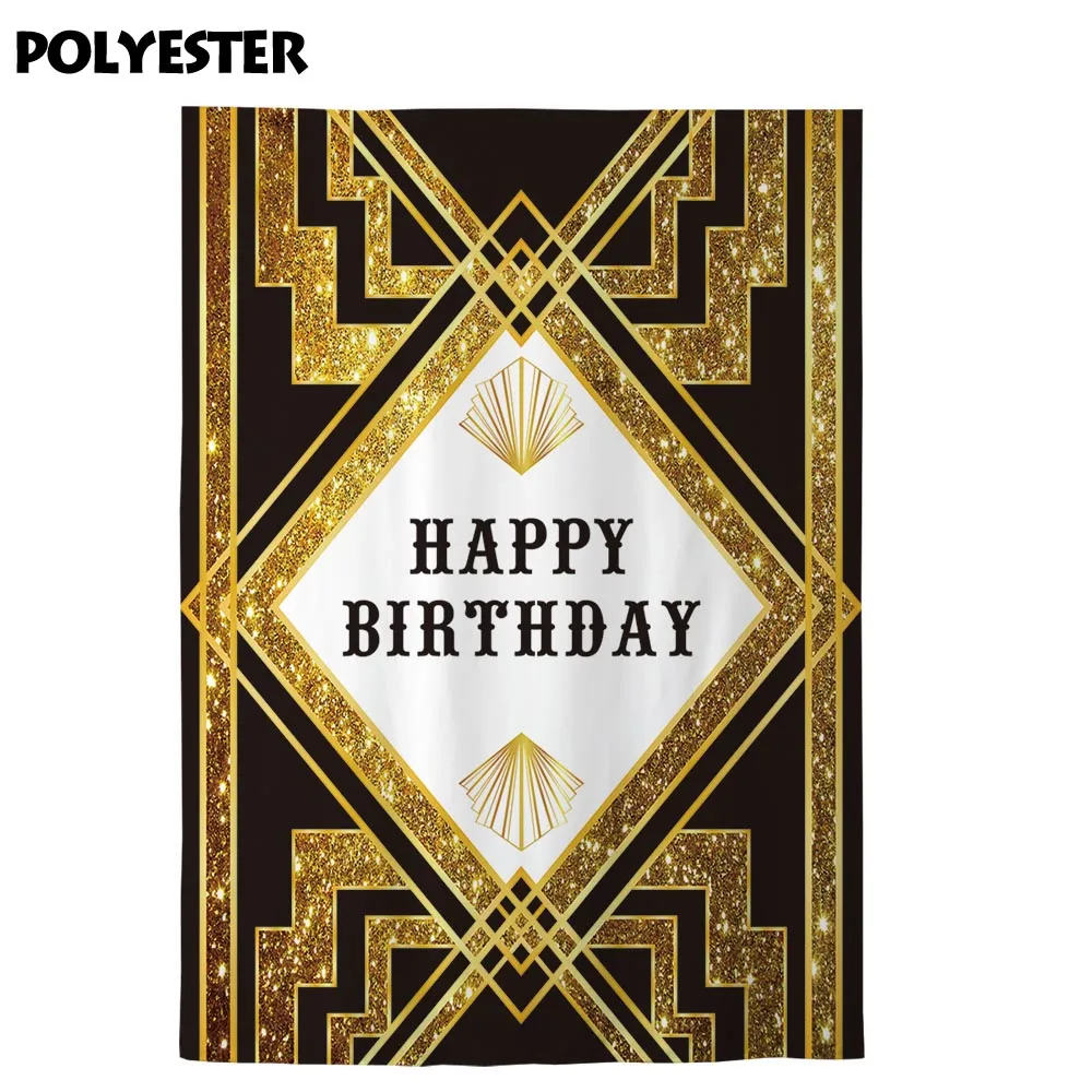 Фото Allenjoy Gatsby фотографические фоны с днем рождения черный золотой вечерние ринка декорация фон Фотофон винил фотостудия №3
