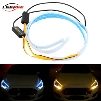 

LEEPEE Turn Signal LED Strips DRL 2Pcs/set Flexible Soft Tube Lamp 30 45 60CM Daytime Running Light Car Headlight Assembly