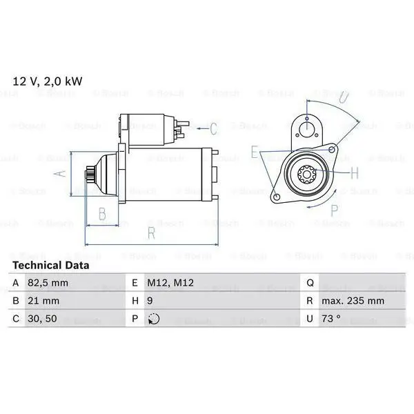 Starter 2.0kw 12v  VW Crafter 2.5TDi 06 BOSCH 0 986 021 630 | Автомобили и - Цена: 