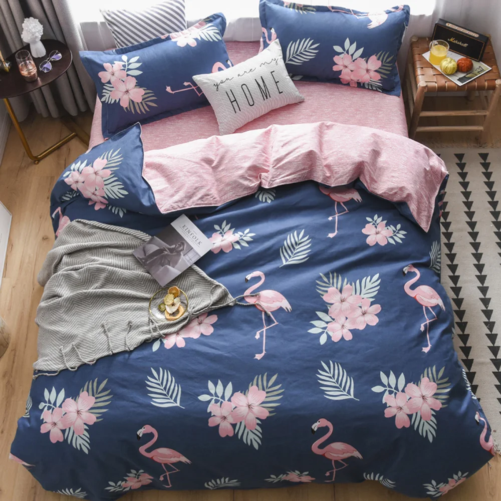 

Pink Flamingo Duvet Cover Set Bedding with Pillowcases Single Queen Size Bed linen 3pcs home textiles