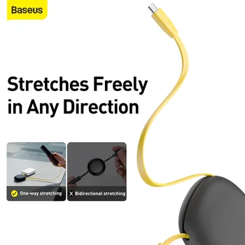 

Baseus USB Cable Retractable Spring Cable For Xiaomi Redmi Note 8 Pro Mi 10 9 Fast Charging Charger Data Cable Wire Cord Adapter