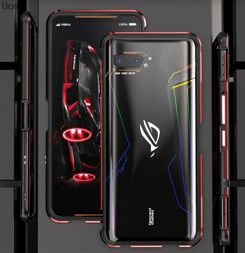 Чехол для ROG Phone2 роскошный Ультратонкий алюминиевый бампер для Asus ROG Phone 2 ZS660KL+ 2 пленки(1 передняя+ 1 задняя