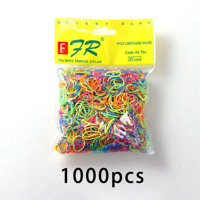 1000PCS Cute Girls Colourful Ring Disposable Elastic Hair Bands Ponytail Holder Rubber Band Scrunchies Kids Hair Accessories hair clips for long hair