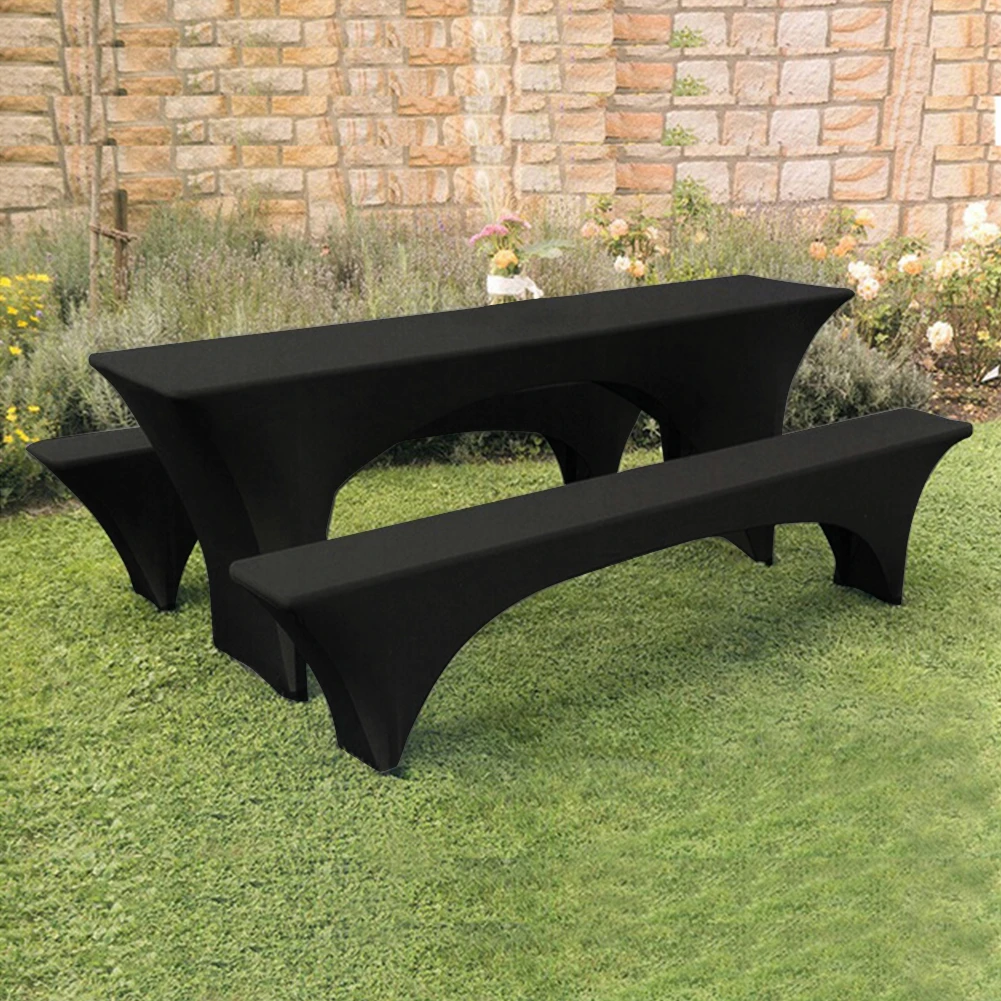 3pcs Picnic Fitted Tablecloth Patio Bbq Table Bench Cover Set Fade Resistant Outdoor Reusable Elastic Fabric Camping Park Dining Tablecloths Aliexpress