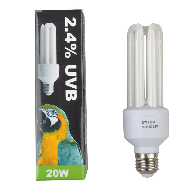 Bird Lamp Compact Bird Lamp Fluorescent Lighting Bulb 2.4% UVB 20W Screw Thread