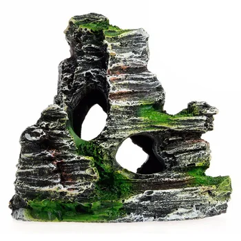 

Simulation Mountain View Pet Supplies Hiding Cave Aquarium Rockery Fish Tank Ornament Home Decor Artificial Moss Living Room