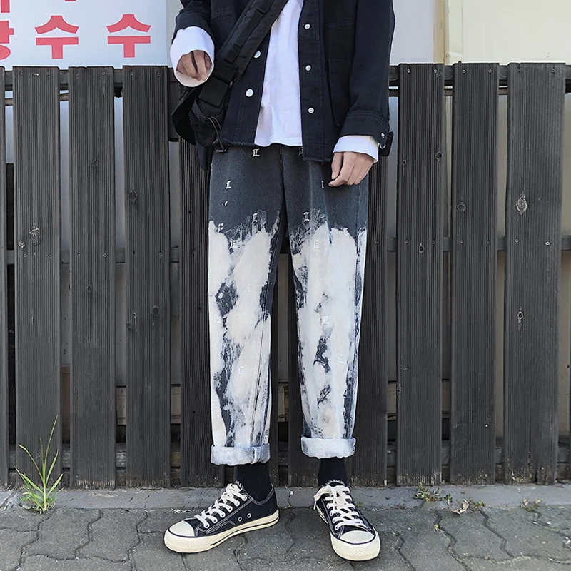 Camo Jeans Fashion Washed Vintage Tie Dye embroidery Casual Denim Pants Man Streetwear Hip Hop Loose Straight Jeans S-2XL