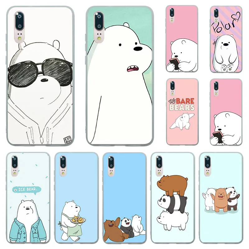 Silicone Phone Case For Huawei P30 P20 P10 P9 P8 Pro Lite 2017 Plus P Smart 2019 Bare Polar Bear Matte Silicon Cover |