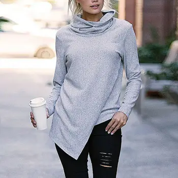 

Dropship 2019 New Autumn Women Casual Long Sleeve Turtleneck Jumper Pullover Sweatshirt Top Shirt S-3XL
