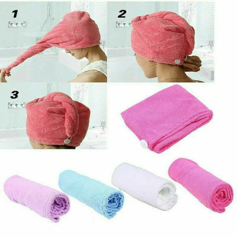 Женское волшебное полотенце для волос из микрофибры для девочек, сухая шапка, шапка для ванной, быстросохнущая шапка для волос