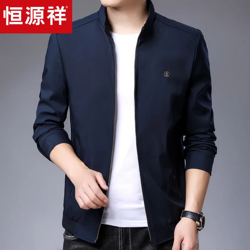 

HYX Genuine Product New Style Stand Collar MEN'S Jacket Middle-aged Autumn Clothing Coat Solid Color Casual Daddy Clothes Windpr